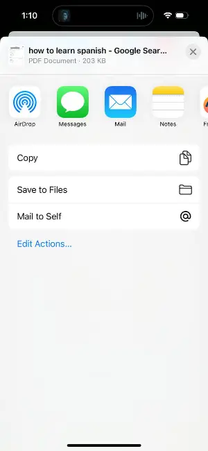 Convert HTML to PDF in Safari browser on iOS Step 4